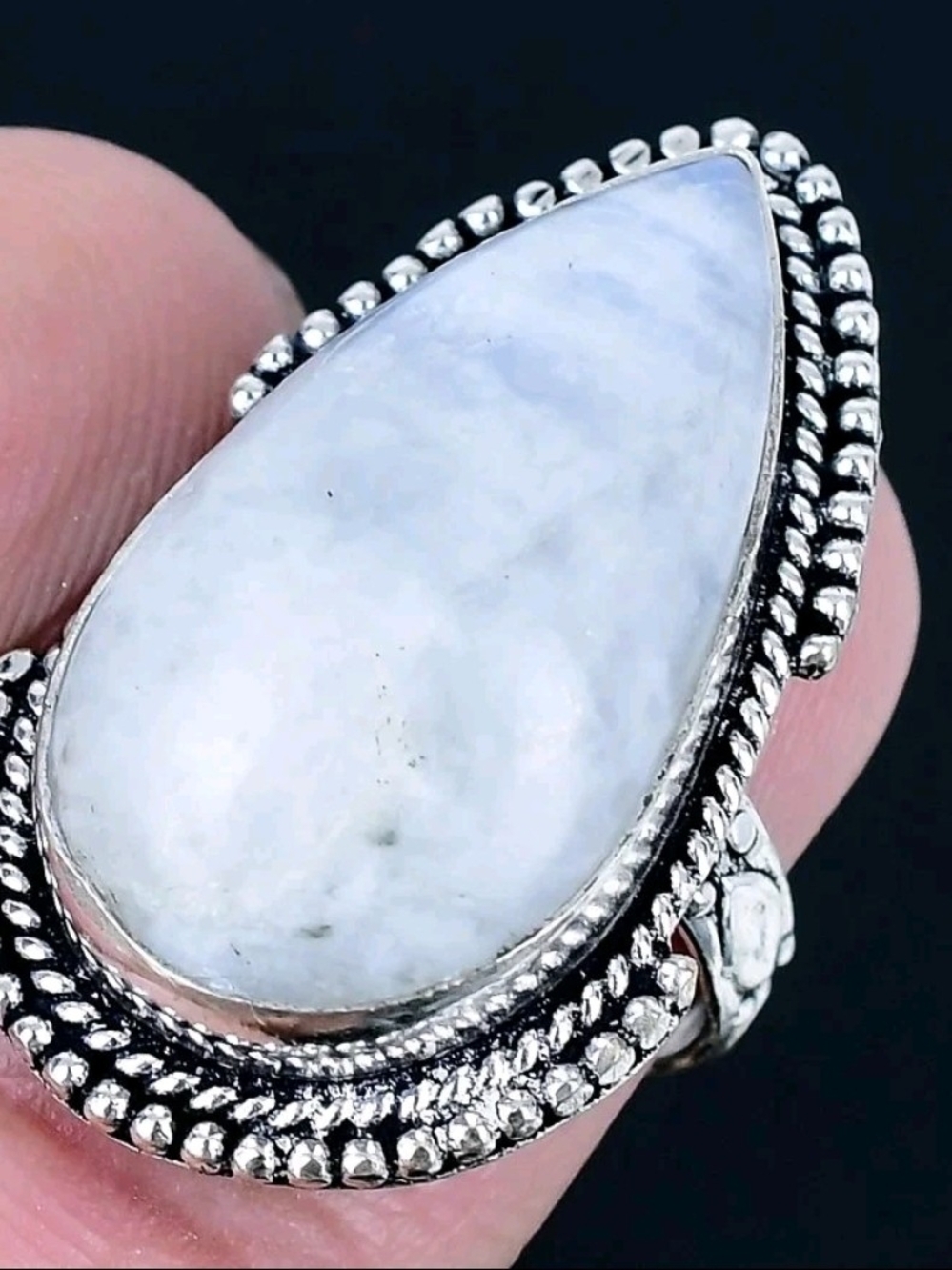 Rainbow Moonstone 925 Silver Plated Handmade Ring Size 6.5